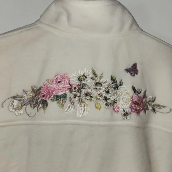 Bradford Exchange Embroidered Fleece Jacket Floral Butterfly Size:2X - Picture 5 of 11
